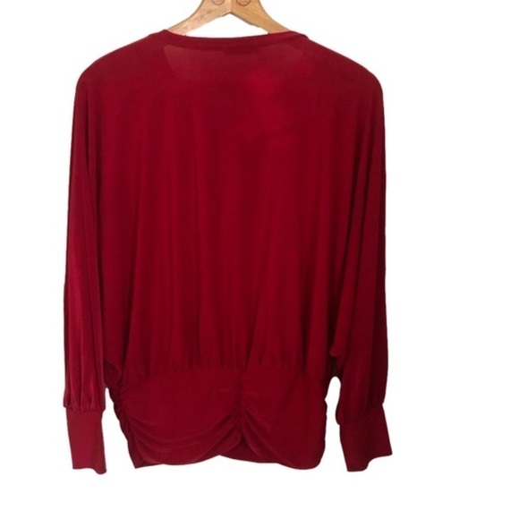 Boho Red Flowy  Pullover Draped Top Large - Picture 2 of 8